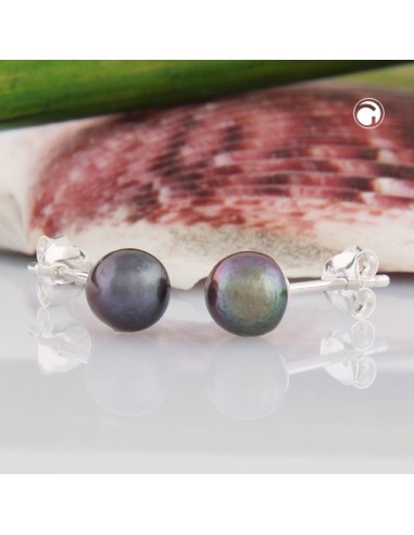 Stud Örhänge Pearl Dark Green Silver 925