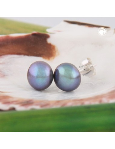 Stud Örhänge Pearl Dark Green Silver 925