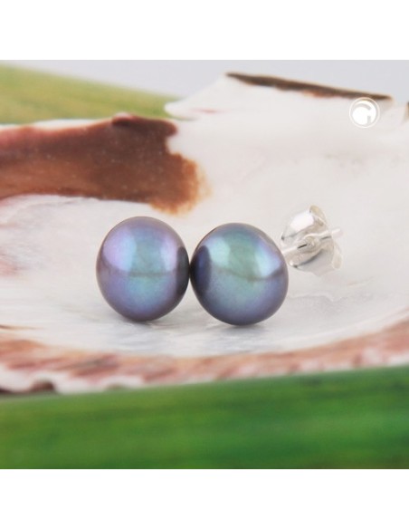 Stud Örhänge Pearl Dark Green Silver 925