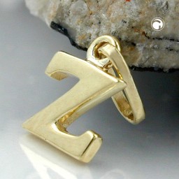 pendant 8x6mm initiale z shiny 9k gold