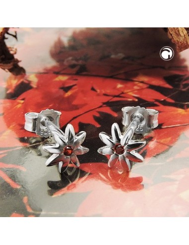Stud Örhänge Zirconia Red Silver 925