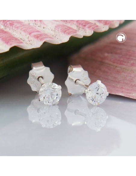 Stud Örhängen 4mm Zirconia Silver 925