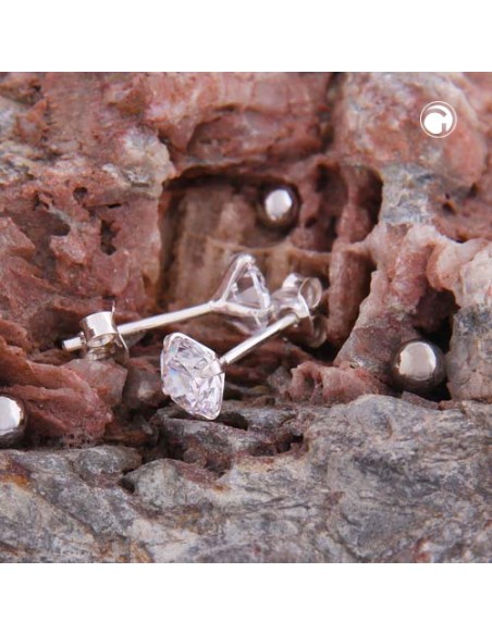 Stud Örhängen 6mm Zirconia Silver 925