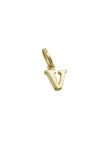 pendant 8x6mm initiale v shiny 9k gold