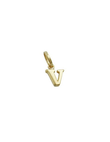 pendant 8x6mm initiale v shiny 9k gold