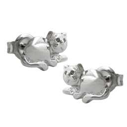 Stud Örhängen Cat Rhodium Plated Silver 925