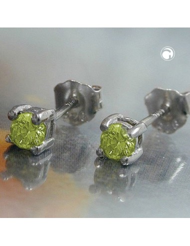 Stud Örhängen Crystals 3mm Olive Green Silver 925