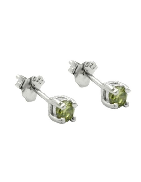 Stud Örhängen Crystals 3mm Olive Green Silver 925