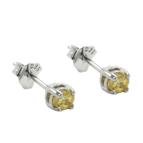 Stud Örhängen Crystals 3mm Yellow Silver 925