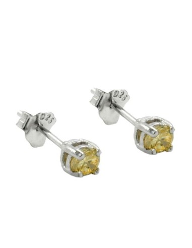 Stud Örhängen Crystals 3mm Yellow Silver 925