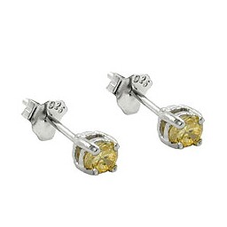 Stud Örhängen Crystals 3mm Yellow Silver 925