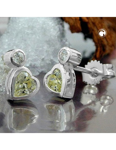 Stud Örhängen Cz Peridot/ Light Green Silver 925
