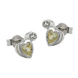 Stud Örhängen Cz Peridot/ Light Green Silver 925
