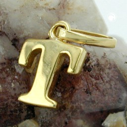 pendant 8x6mm initiale t shiny 9k gold