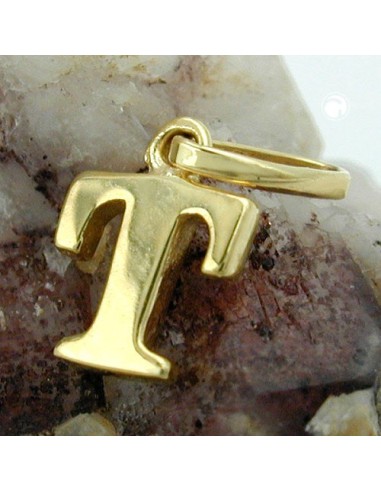 pendant 8x6mm initiale t shiny 9k gold