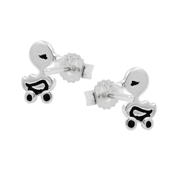 Stud Örhängen Duck On Wheels Silver 925
