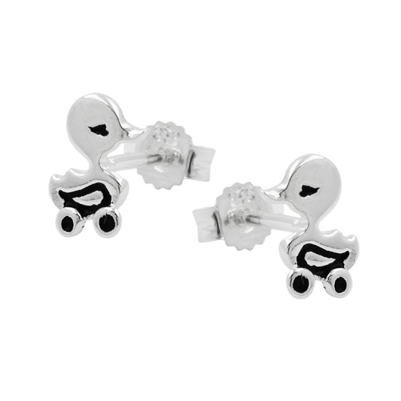 Stud Örhängen Duck On Wheels Silver 925