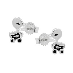 Stud Örhängen Duck On Wheels Silver 925