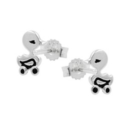 Stud Örhängen Duck On Wheels Silver 925