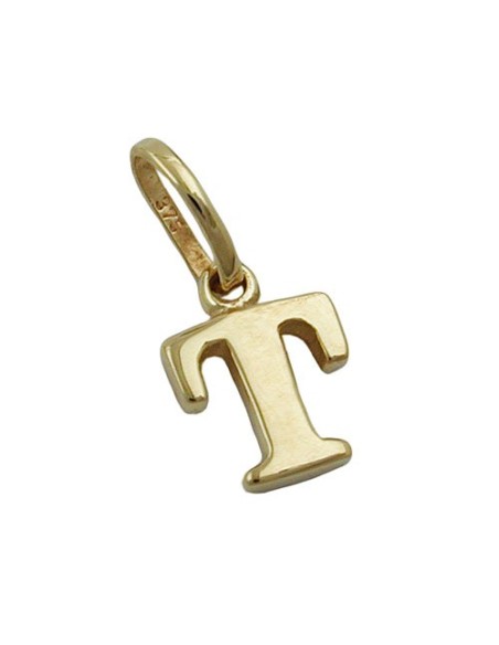 pendant 8x6mm initiale t shiny 9k gold