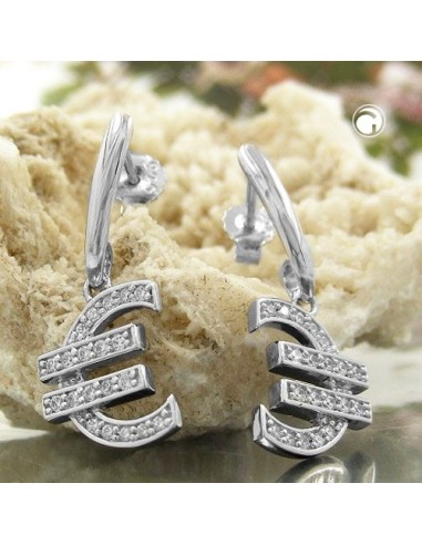 Stud Örhängen Euro Symbol Zirconia Silver 925