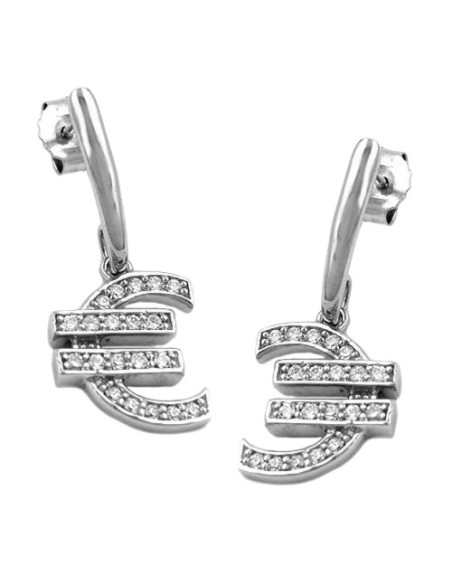 Stud Örhängen Euro Symbol Zirconia Silver 925