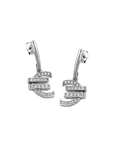 Stud Örhängen Euro Symbol Zirconia Silver 925