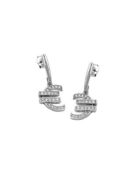 Stud Örhängen Euro Symbol Zirconia Silver 925