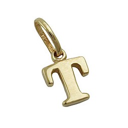 pendant 8x6mm initiale t shiny 9k gold