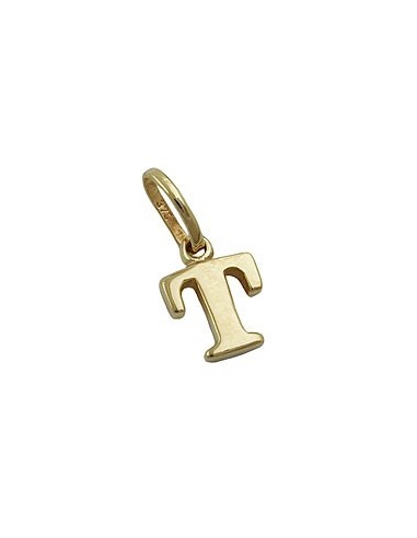 pendant 8x6mm initiale t shiny 9k gold