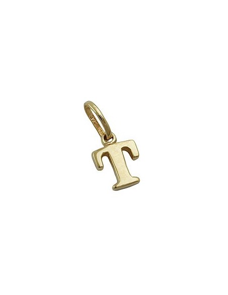 pendant 8x6mm initiale t shiny 9k gold