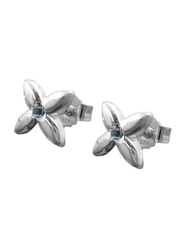 Stud Örhängen Flower Light Blue Zirconia Silver 925