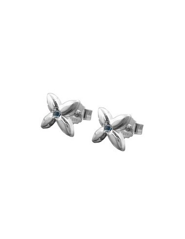 Stud Örhängen Flower Light Blue Zirconia Silver 925
