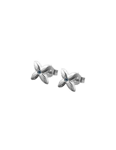 Stud Örhängen Flower Light Blue Zirconia Silver 925