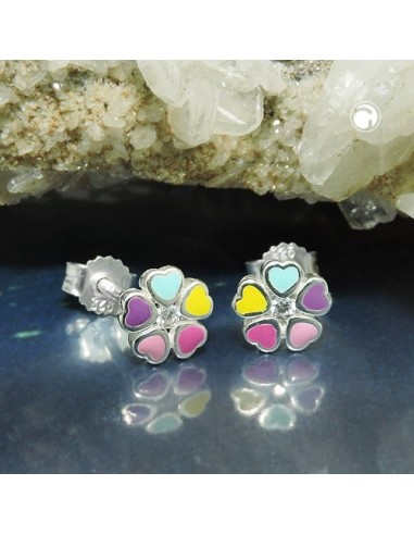 Stud Örhängen Flower Multi Silver 925