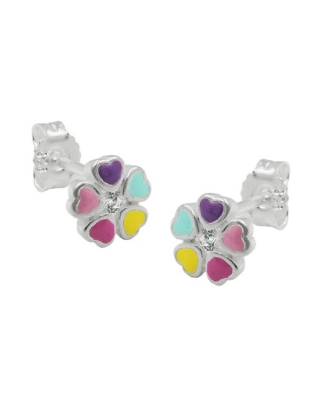 Stud Örhängen Flower Multi Silver 925