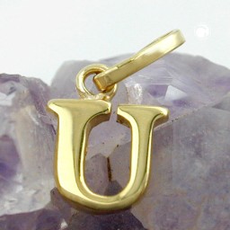 pendant 8x6mm initiale u shiny 9k gold