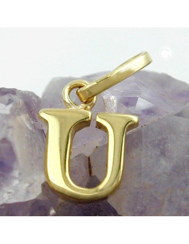 pendant 8x6mm initiale u shiny 9k gold