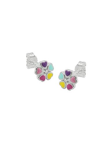 Stud Örhängen Flower Multi Silver 925