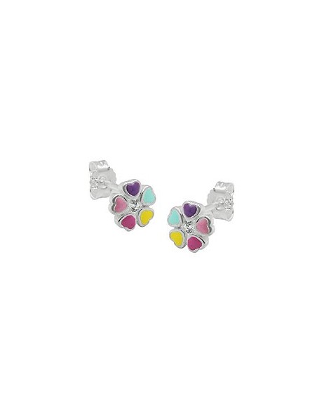 Stud Örhängen Flower Multi Silver 925