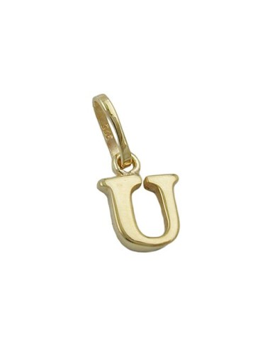 pendant 8x6mm initiale u shiny 9k gold