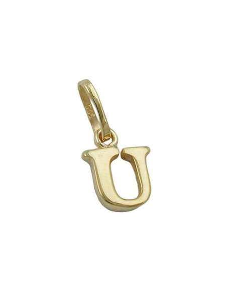 pendant 8x6mm initiale u shiny 9k gold