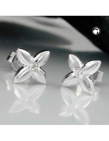 Stud Örhängen Flower White Zirconia Silver 925