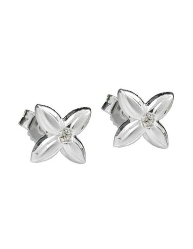 Stud Örhängen Flower White Zirconia Silver 925