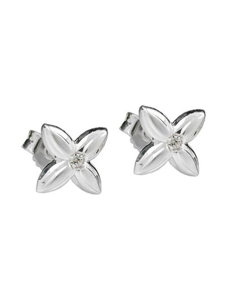 Stud Örhängen Flower White Zirconia Silver 925
