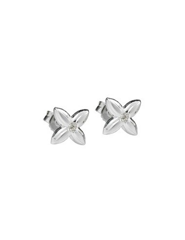 Stud Örhängen Flower White Zirconia Silver 925