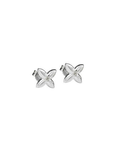 Stud Örhängen Flower White Zirconia Silver 925