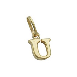 pendant 8x6mm initiale u shiny 9k gold