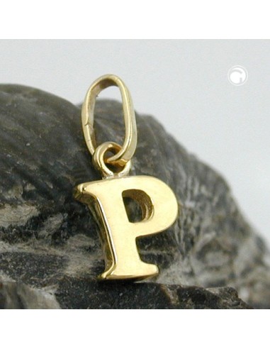 pendant 8x6mm initiale p shiny 9k gold