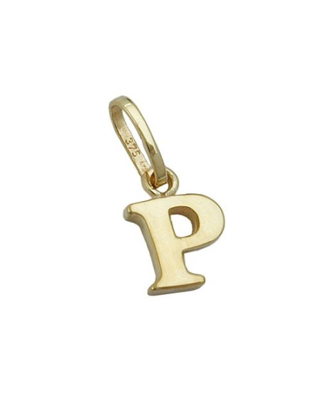 pendant 8x6mm initiale p shiny 9k gold